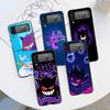 Case For Samsung Galaxy Z Flip 3 4 5G Black Hard PC Anti-knock Back Luxury Phone Cover Flip3 Flip4 Shell Gengar Pokemon Cool Sac