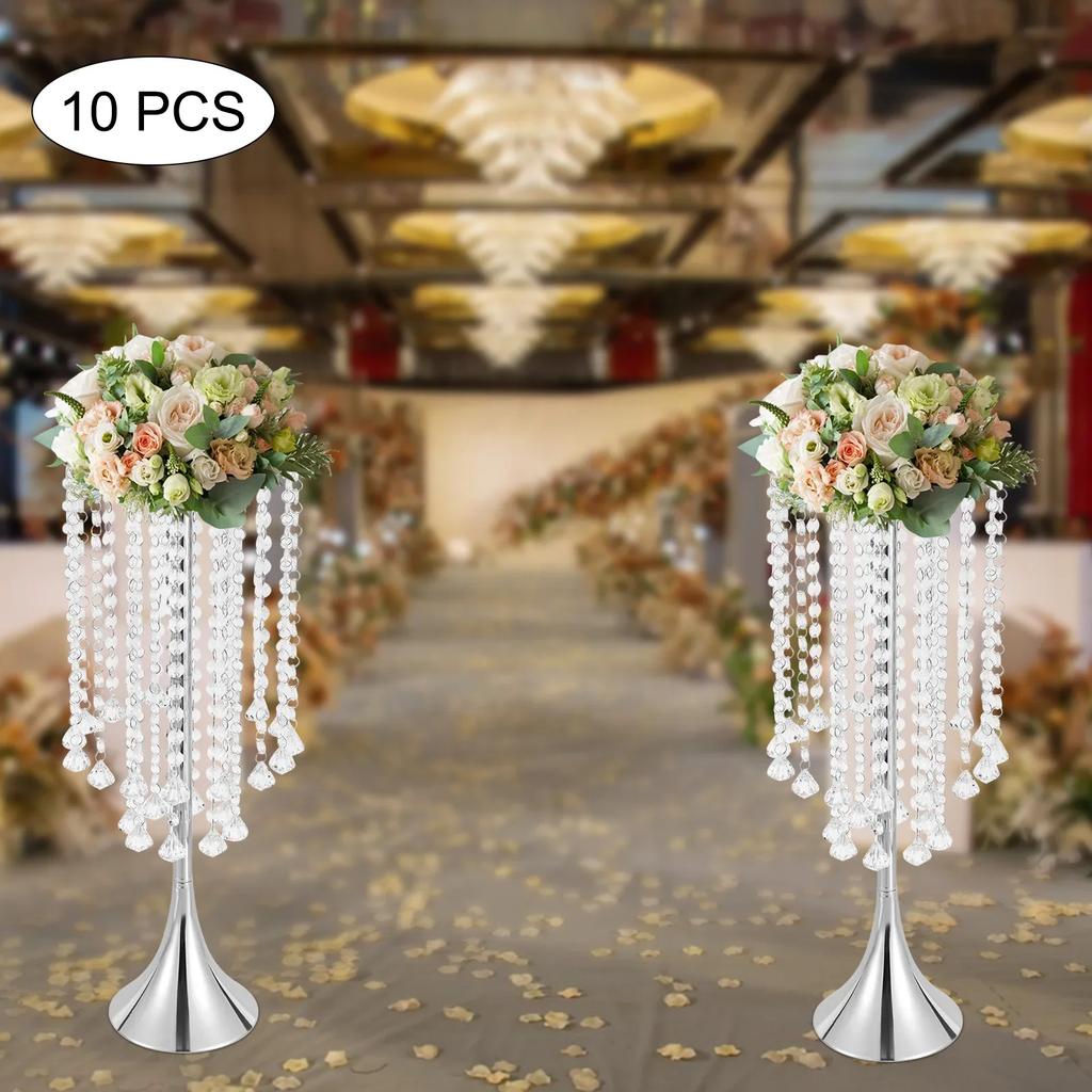 Luxurious Acrylic Crystal(21.9"/55.6cm H) 10Pcs Flower Stand Wedding Centerpieces On Floor