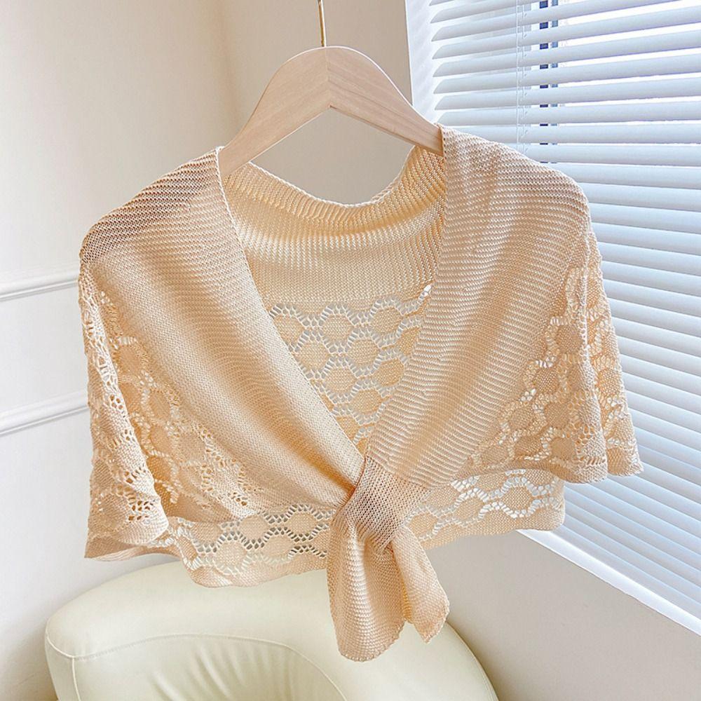 Weave Knitted Hollow Shawl Cross Blouse Shoulder Fake Collar Autumn/Winter/Spring/Summer