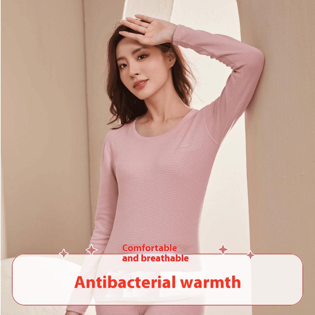 Осень и Зима Кашемир Шелк Круглый Вырез Термокостюм Полосатое Термобелье Модели для Мужчин и Женщин Базовое Белье