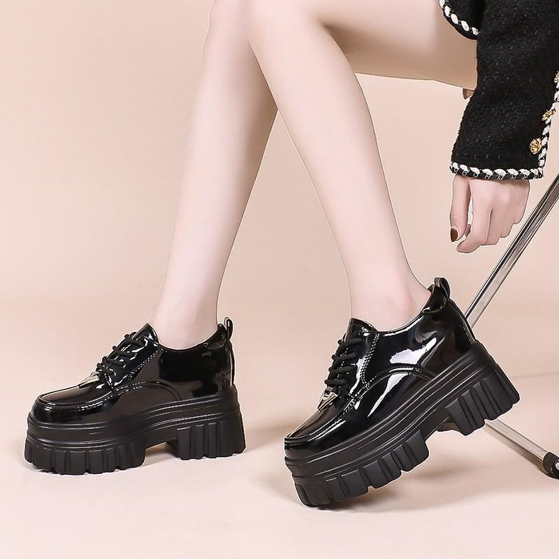 Женские туфли из кожи в ретро-британском стиле, осень-зима 2024 года, новые мокасины на толстой подошве и высоком каблуке для женщин Zapatos