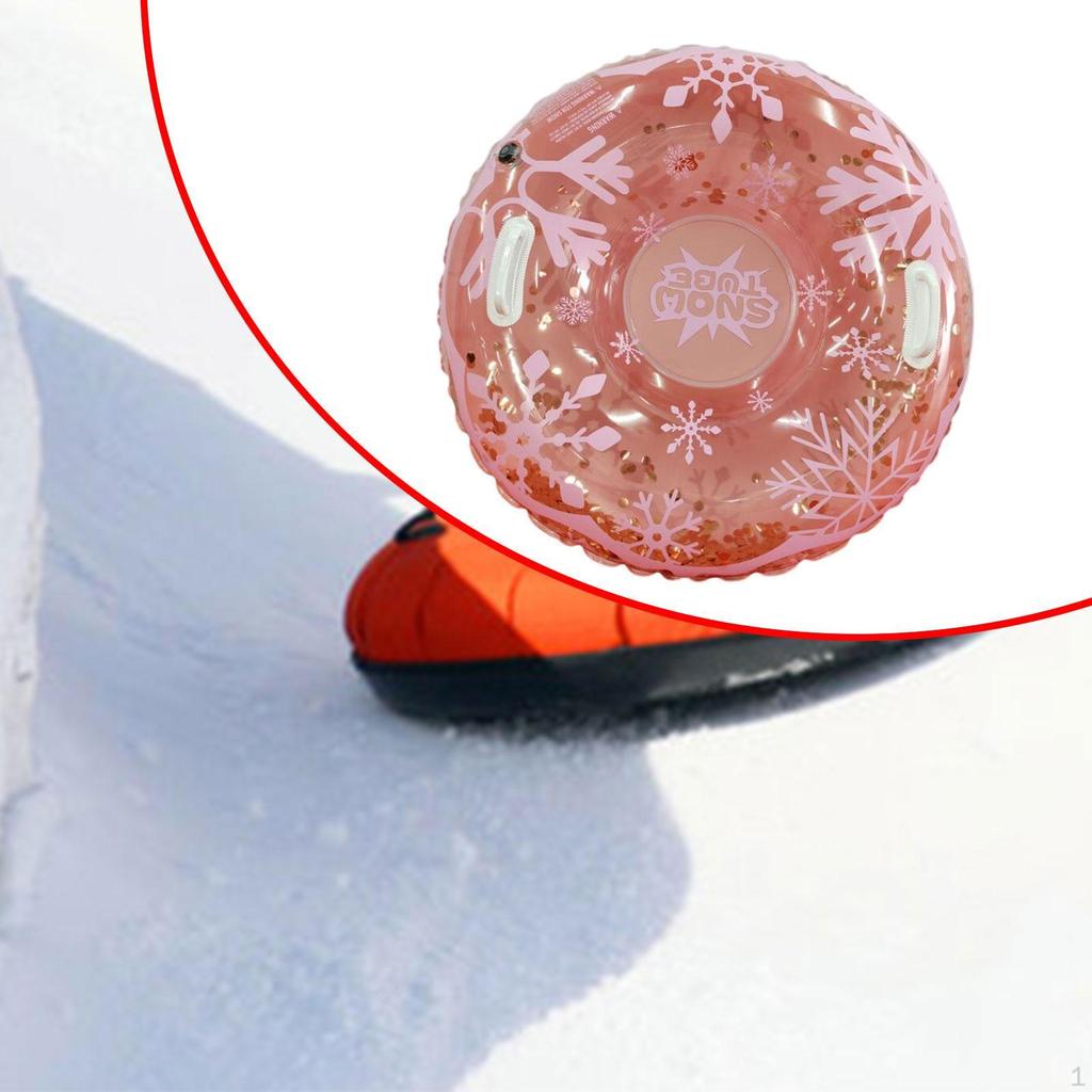 Inflatable Snow Tube with Handles Pink Accessories Sled Winter Sledding Toy for Outdoor
