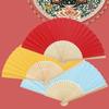 Wedding Chinese Style Party Solid Color Folding Paper Fan Photo Prop Tool Hand Held Fan Dance Fan