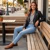 Women's Striped Casual Button-Up Shirt with Collar and Long Sleeves, Blouse Top for Everyday Wear