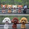 Car Ornament 9cm Shaking Head Dog Car Dashboard Decor Nodding Puppy Toys Husky Teddy Pomeranian Home Room Auto Accessories