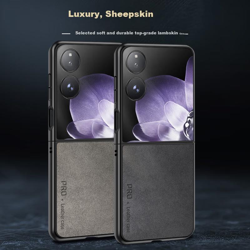 Compatible with Xiaomi MIX Flip Phone Case, Xiaomi MIX Flip First Generation Foldable Screen Anti-Drop Leather Casen, Outer in Starry Black