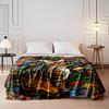 Colorful cat with flowers design blanket Flannel blanket for bedroom, living room, sofa, and nap sofas