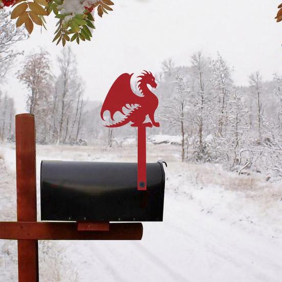 jijijing Metal Mailbox Flag Replacement, Decorative Dragon Stake Sign, Winged Shape Ornament for Outdoor Mail Box Decoration