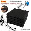 1/12Pcs Sound Insulation Studio Wall Panel 30x30x2.5cm Acoustic Foam Board Durable Wedge Foam Tile