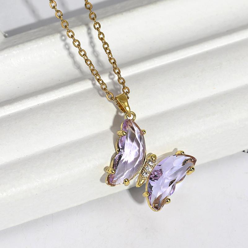 Красивое колье-чокер из титановой стали с кристаллами в виде бабочки для женщин, шикарный и модный дизайн