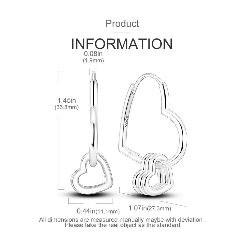 Woman Hoop Earrings 925 Silver Infinite Love Heart-Shaped Earrings For Women Earrings Jewelry Gifts