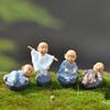 4Pcs Chinese Buddhist Monks Miniature Bonsai Garden Furniture Resin Craft Figurine Fairy Garden Decoration Desktop Decor
