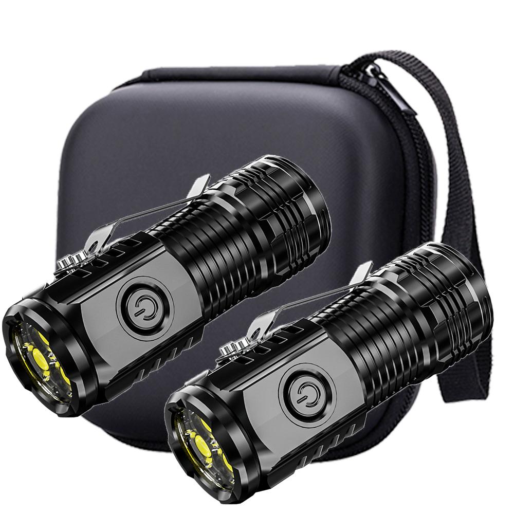 Mini Portable High Brightness 3 LED Flashlight Rechargeable Power Display Multifunctional Mini Outdoor Light Use Fishing Camping