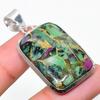 Ruby Zosite Lab-Created Handmade 925 Sterling Silver Jewelry Pendant 1.85" K0O68