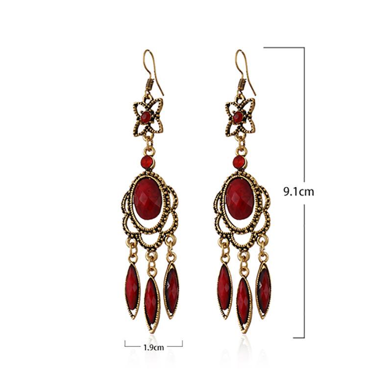 Ethnic Vintage Dangle Earrings for Women Tassel Waterdrop Earring Wedding Festival Jewelry Accessories