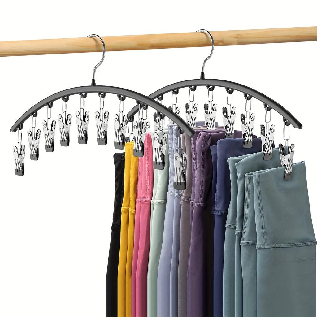 Legging Organizer for Closet, Pants Hangers with10 Clips Holds Space Saving Hanging Closet Organizer