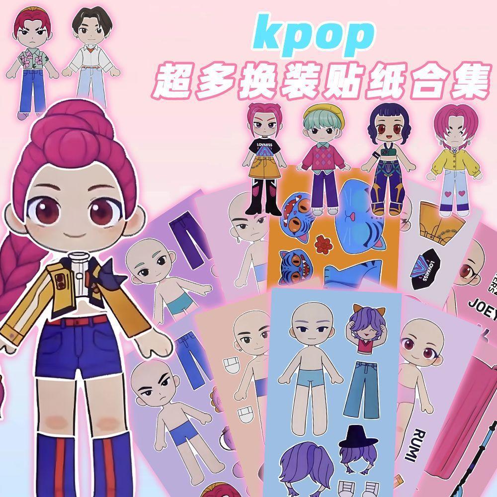 Hot kpop Demon Hunters Stickers DIY Dress Up Kits Dress Up Sticker Books Clothes Changing Book Birthday Gift
