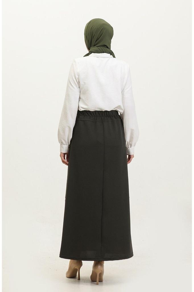 Женская стильная юбка большого размера Ahenk, детальная юбка на пуговицах больших размеров