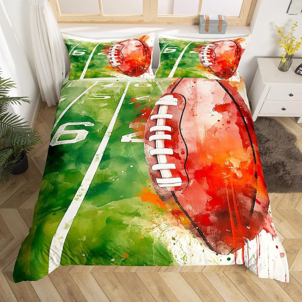Регби Американский футбол Домашний текстиль Цифровая печать Комплект постельного белья из трех предметов