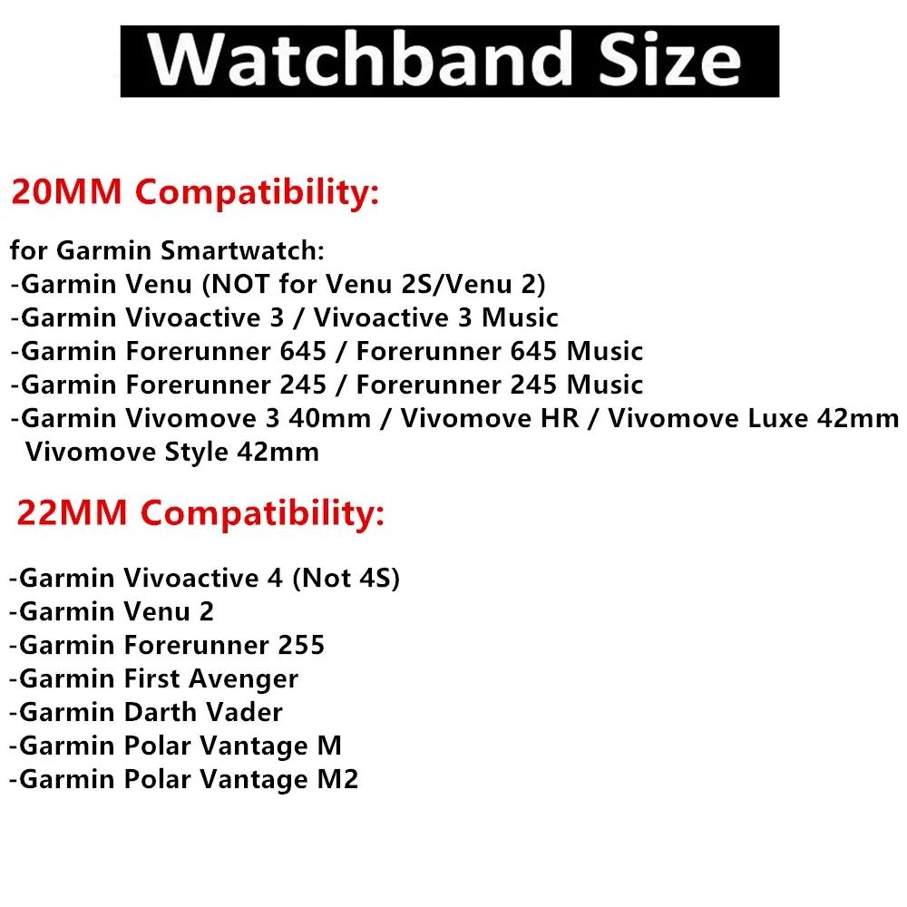 20 мм 22 мм нейлоновый ремешок для Garmin Vivoactive 4 3 HR, браслет для часов Venu 2 SQ Forerunner 645, эластичный браслет, Fenix 6 5 Pro