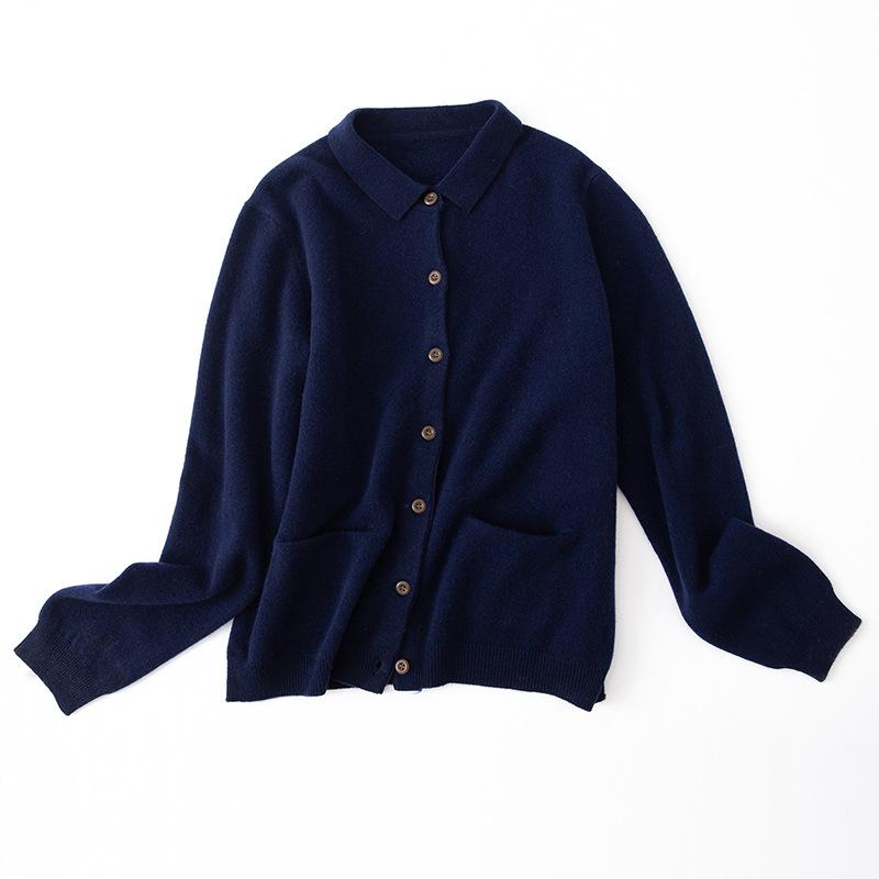 Wool Knitted Cardigan Jacket Polo Neck Bottoming Shirt Autumn And Winter Knitted Sweater Lapel Wool Cardigan