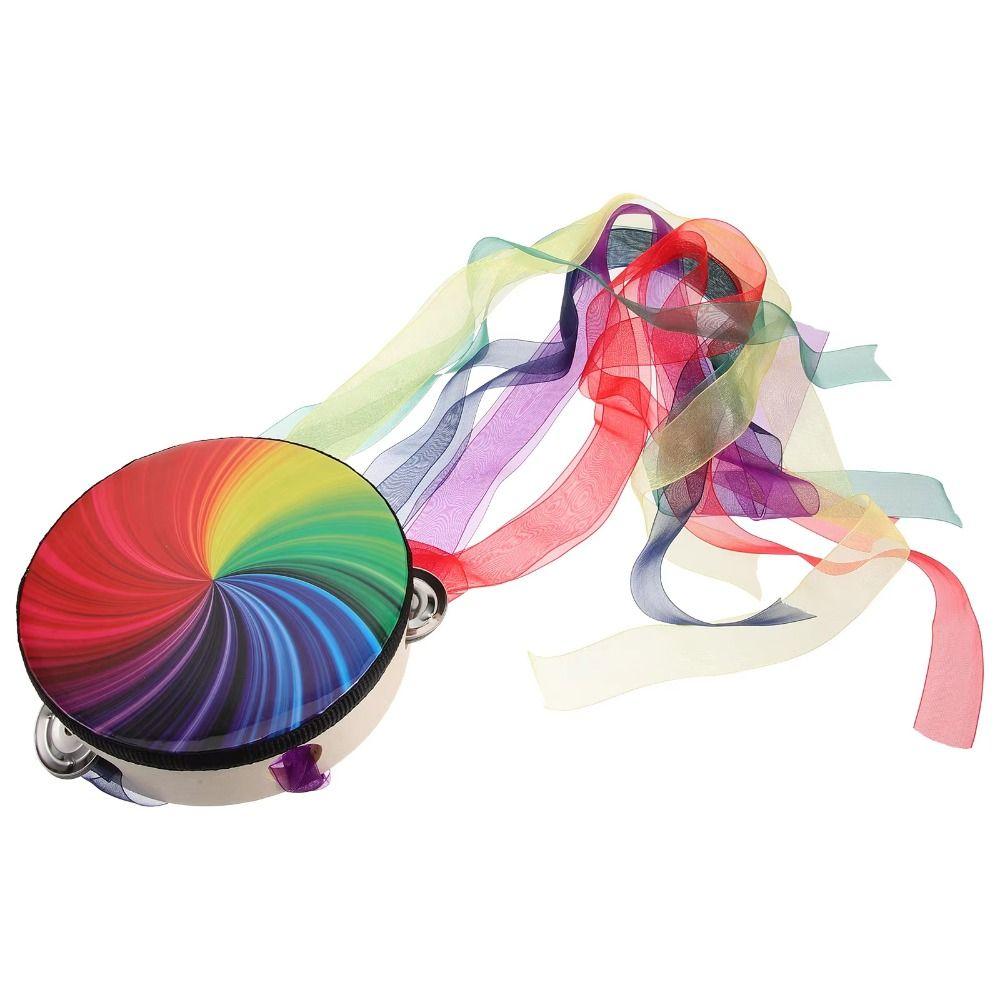 Percussion Tambourine Ribbon Single Row Tambourine KTV Party Handheld Drum  Musical Instruments
