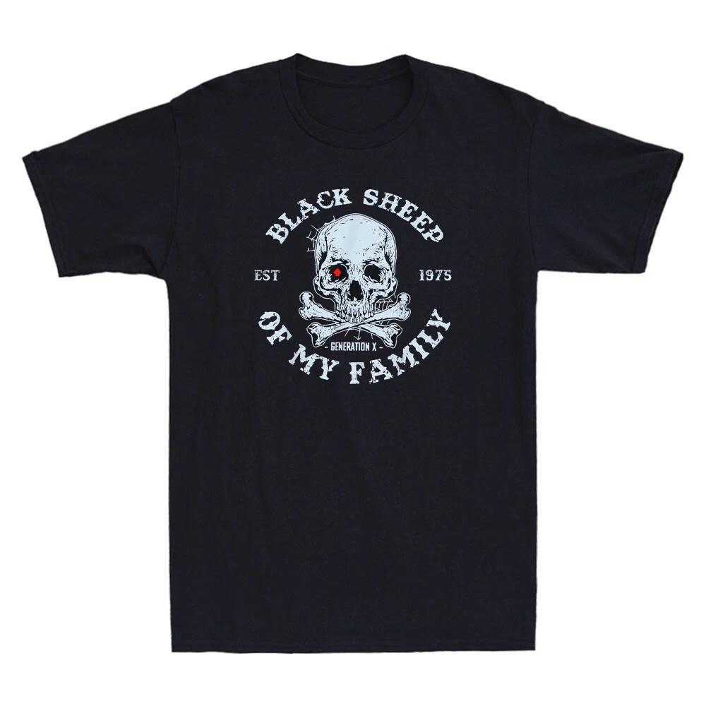 Skeleton GenX Est 1975 Black Sheep Of My Family Funny Men's Short Sleeve T-Shirt