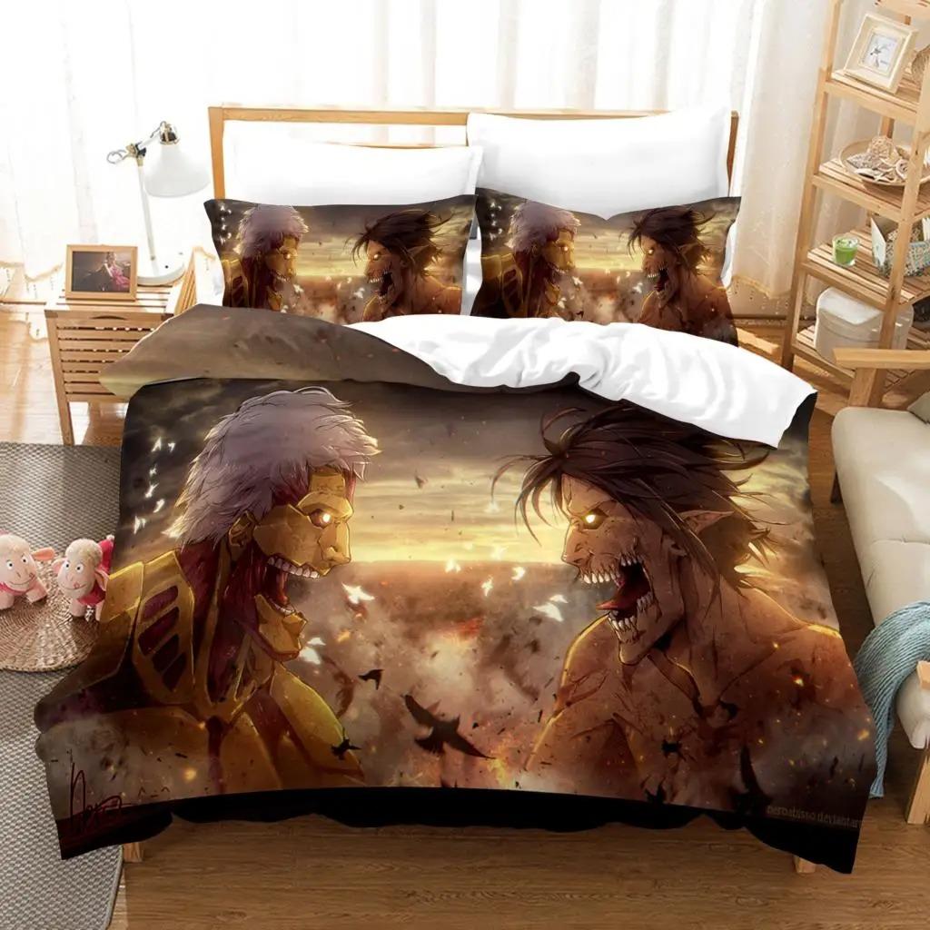 New Attack On Titan Bedding Set Single Twin Full Queen King Size Attack On Titan Bed Set Children Kid Bedroom Duvet Cover Sets
