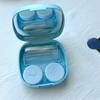 1pcs Mini Square Contact Lens Case with Mirror for Women Colored Lens Box Solid Color Eye Care Container Cute Travel Kits
