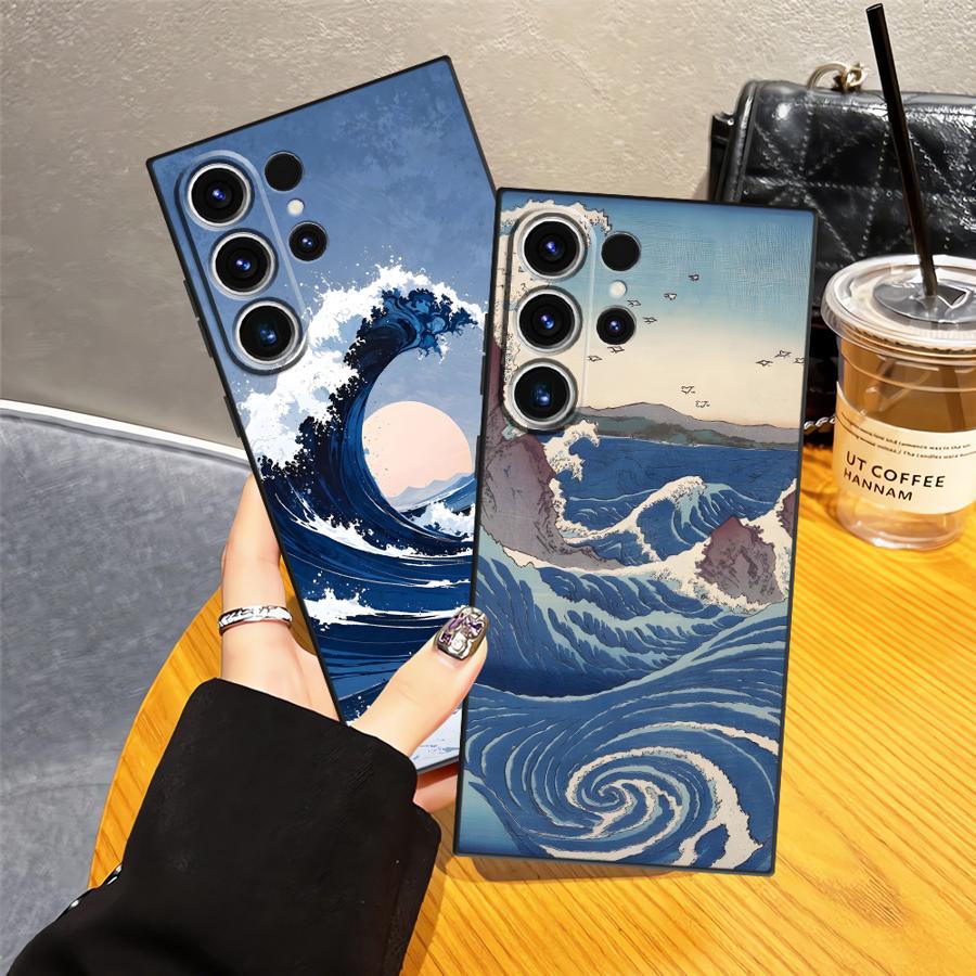 Чехол для Samsung Galaxy S26 Ultra S23 S25 Plus S20 Ultra S24 S21 FE S10 S9 Note 20 8 9 10 Funda Чехол для телефона Мультяшная Волна