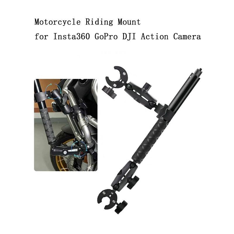 Motorcycle Bicycle Handlebar Bracket Clip for Insta360 X5 X4 X3 GoPro 12 11 10 9 Selfie Stick Monopod Mount Handlebar Base Clip