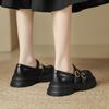 Retro British Style Small Leather Shoes for Women 2025 Spring and Autumn New Thick-soled One-word with Light Thick Heel Loafers Single Shoes for Women