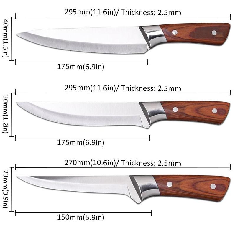Кухонные ножи Ножи шеф-повара Нержавеющая сталь Тесак для мяса Нож мясника Нож для овощей Нож для филе рыбы