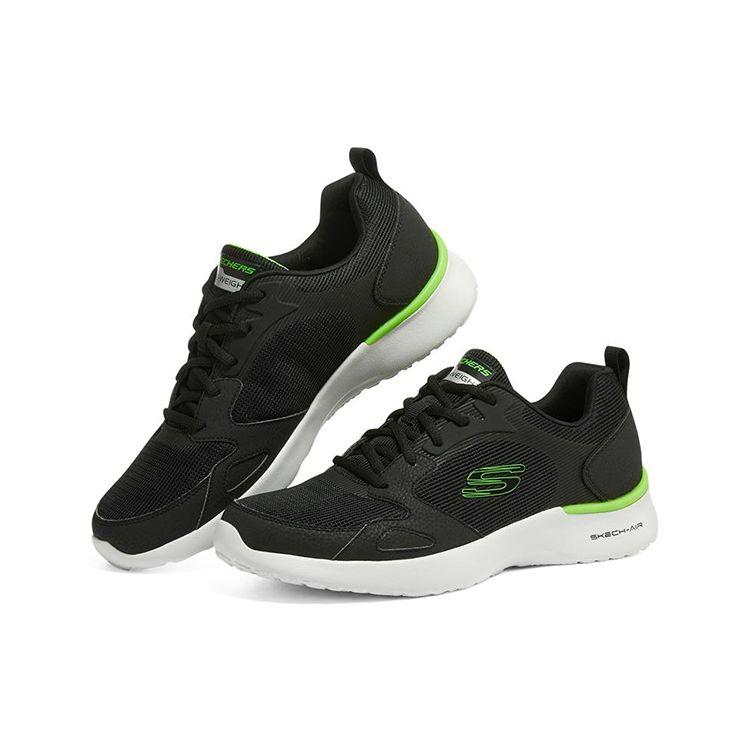 Skechers Skech-Air Dynamight Удобные Мягкая Подошва Ткань Низкие Повседневные Беговые Кроссовки Мужские Кроссовки Черный Зеленый 232292-BKLM