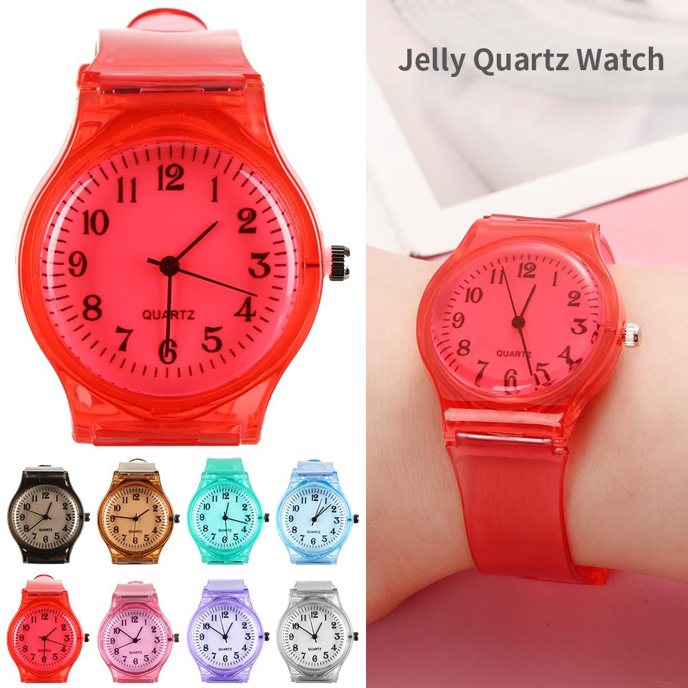 Women Transparent Silicone Wristwatch Student Clock Jelly Quartz Watch Candy Wrist Watch