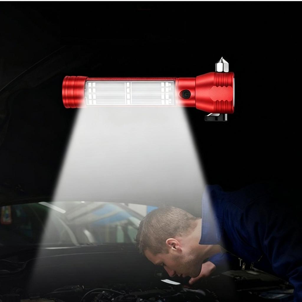 500 Meters High Brightness Beam Solar Powered Flashlight Red Blue Warning Strobe Lights Compass