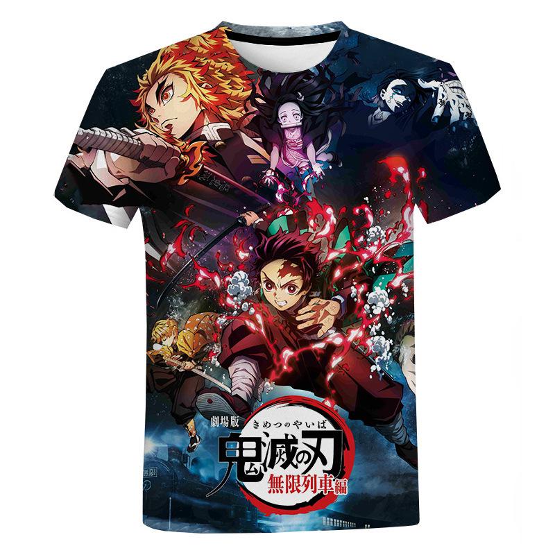 Новая летняя футболка с круглым вырезом, убийца демонов Kimetsu No Yaiba, аниме, мультфильм, короткий рукав, мужская и женская одежда, топ
