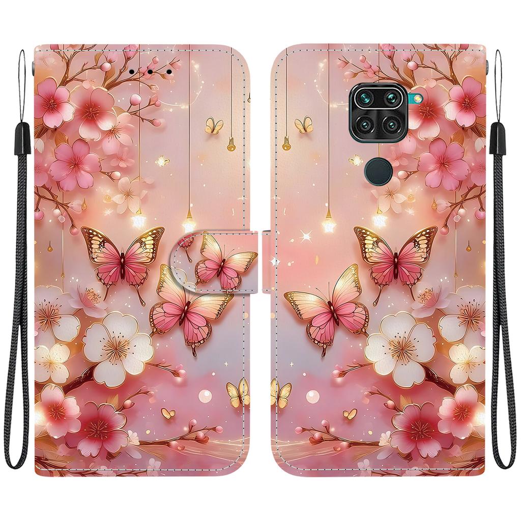 Чехол-книжка из искусственной кожи ручной работы для Xiaomi Redmi 10X 4G/ Redmi Note 9 (4G) Противоскользящий ударопрочный чехол с ремешком на запястье и дизайнами в виде сердец/роз и кошек