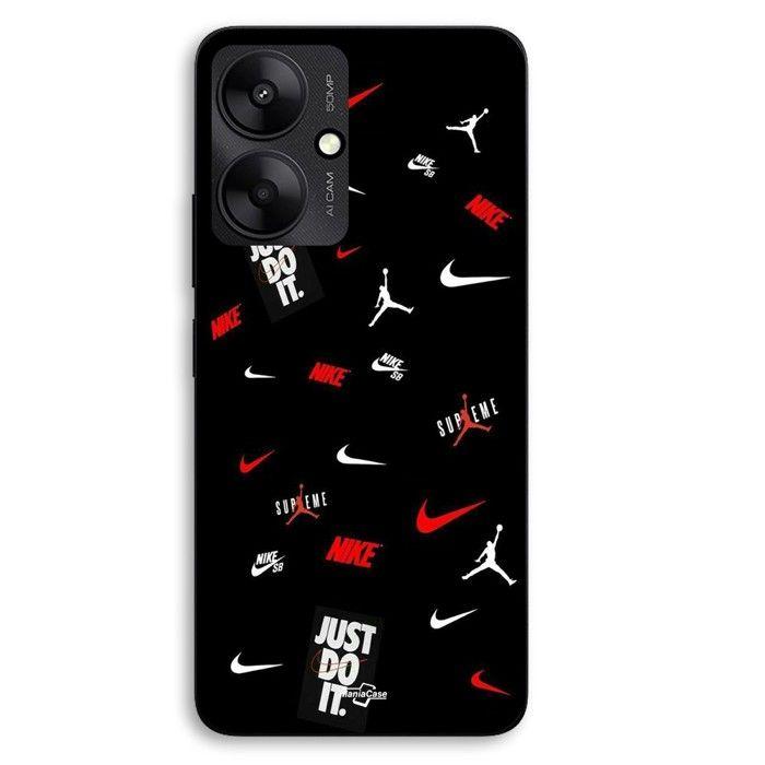 Coque Pour Xiaomi Redmi 13C 5g NIKE JORDAN Blanc rouge fond noir Maniacase