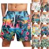 Men's Fashion Hawaiian Print Elastic-Waisted Casual Yoga Pants Beach Shorts
