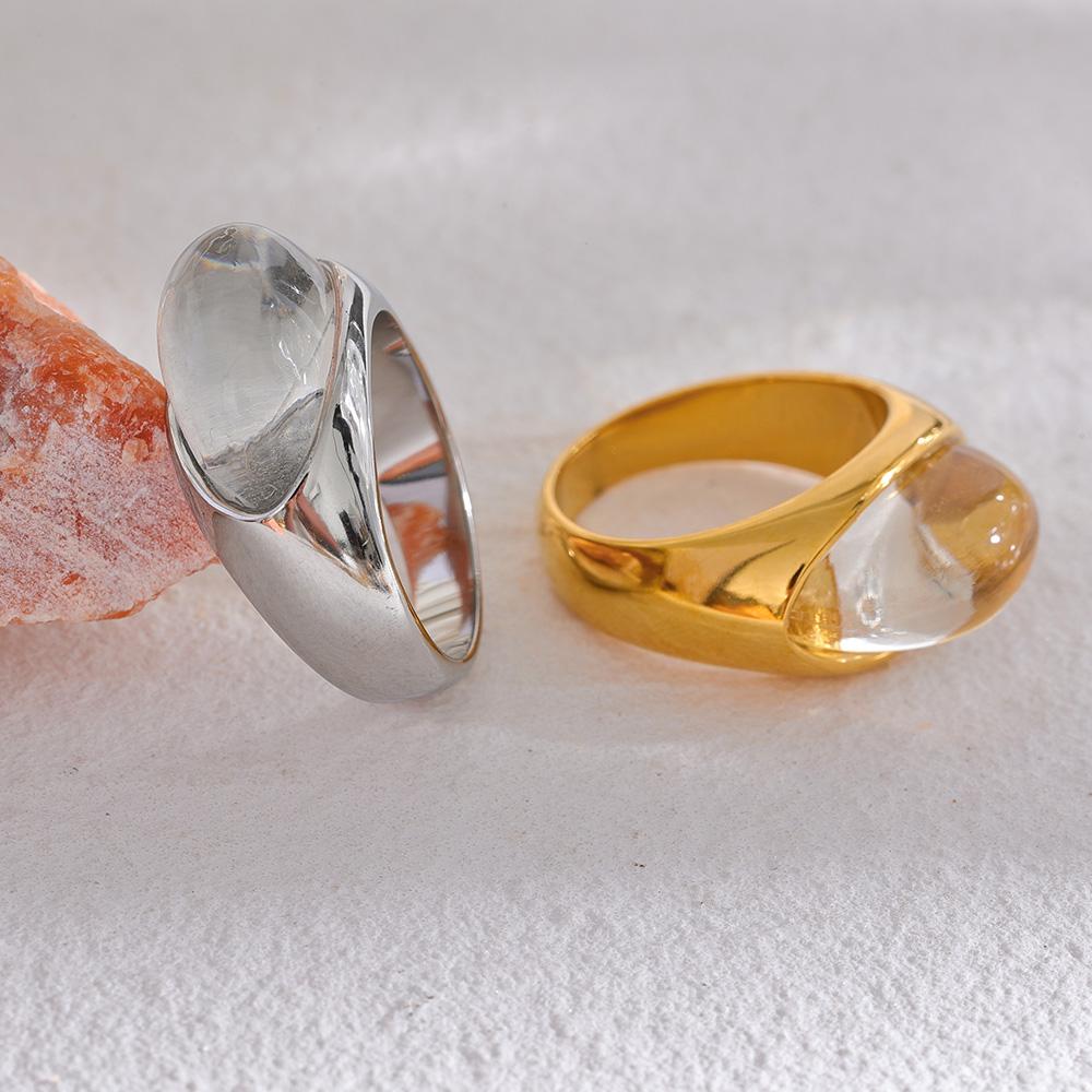 Eetit Creative Resin 316L Stainless Steel Geometric Cast Fashion Mysterious Ring Charm High Quality Jewelry