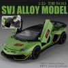 1:32 SVJ63 Roadster Sound and Light Pull Back Toy Model Ornament Diecast Alloy Car Model Collectible