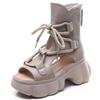 Fashion 2024 New High Quality Women Sandals Handmade Retro Wedges Heel Sandals Ladies Summer Back Zipper Platform Roman Cool Boots