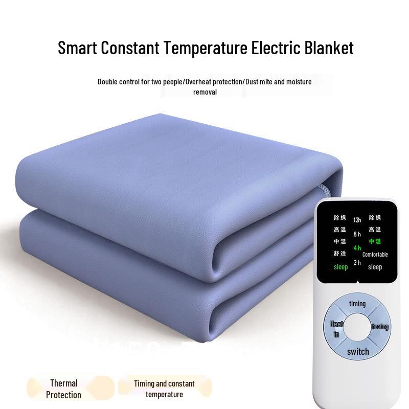 Smart Electric Heating Blanket with Dual Control & Dehumidification for Home - Dust Mite Removal, Water Heating, Constant Temperature