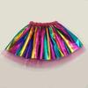 Юбка-пачка для европейских и американских танцев 2024 года - Радужная миди-юбка с горячим тиснением для девочек, на подкладке, для выступлений и вечеринок.