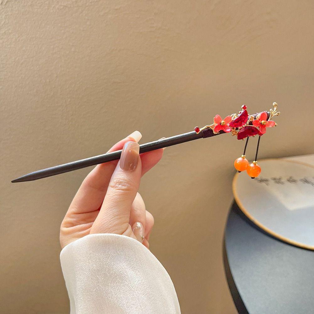 Китайский стиль Цветочная палочка для волос Вилка для волос Ханфу Палочка для волос Классическая деревянная палочка для волос Девушка