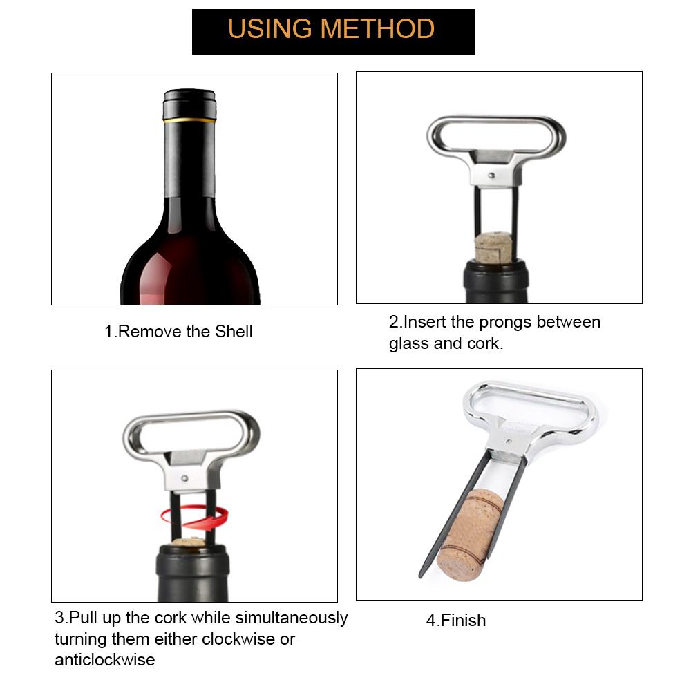Two-Prong Cork Puller with Cover Wine Opener Cork Bottle Opener Stainless Steel Corkscrew for Vintage Wine Bottle Opening