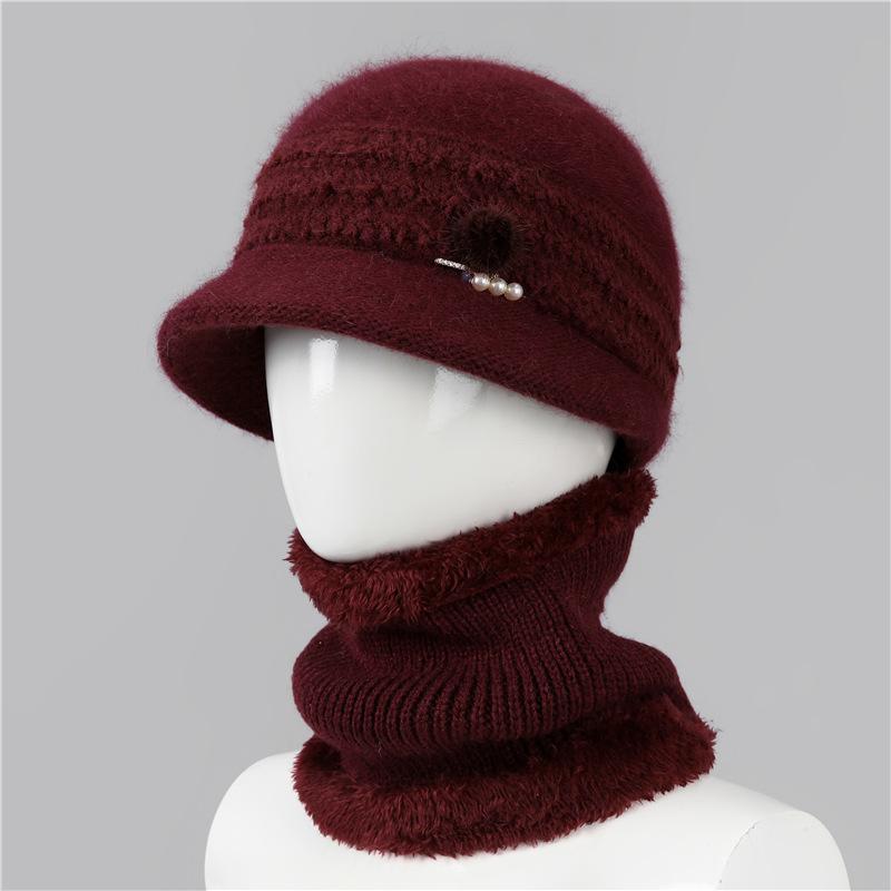 Old Man Hat Female Grandma Quarter Mother Mother-In-Law Knitted Wool Hat Rabbit Fur Warm Old Lady