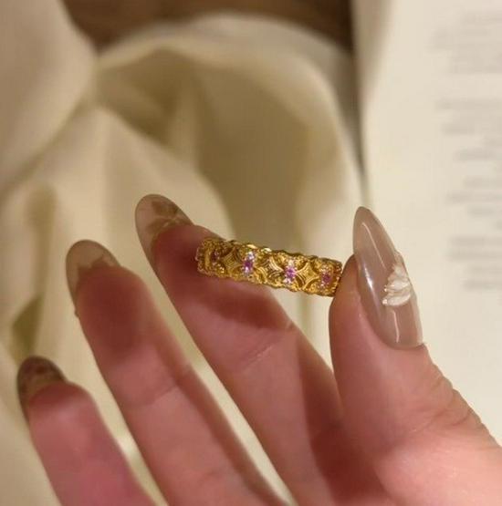 Women's Vintage Gold Brushed Adjustable Ring with Medieval Style Design