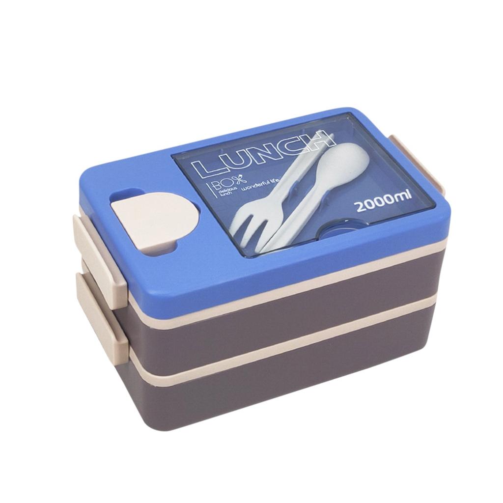 Double-layer Student Lunch Box With Seasoning Box  Worker Microwave Heating Lunch Box Student Special Compartment Lunch Box